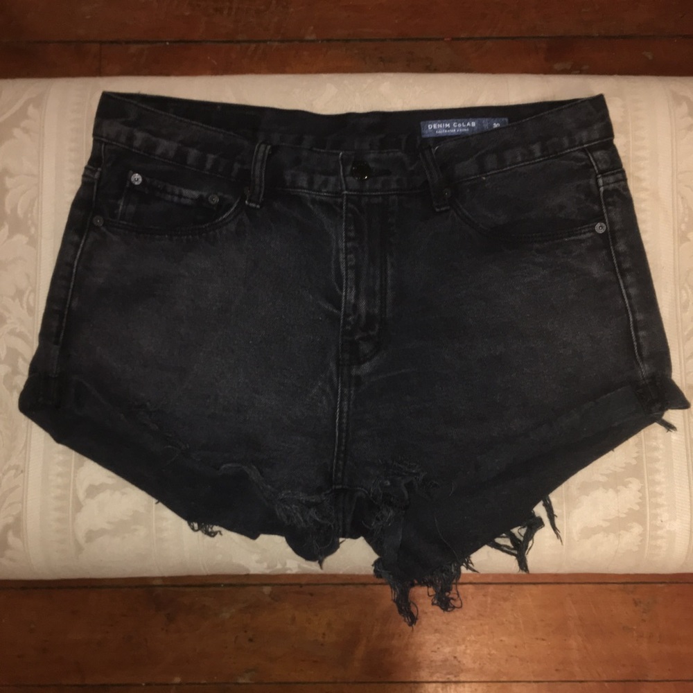 Black Denim High-Waisted Shorts